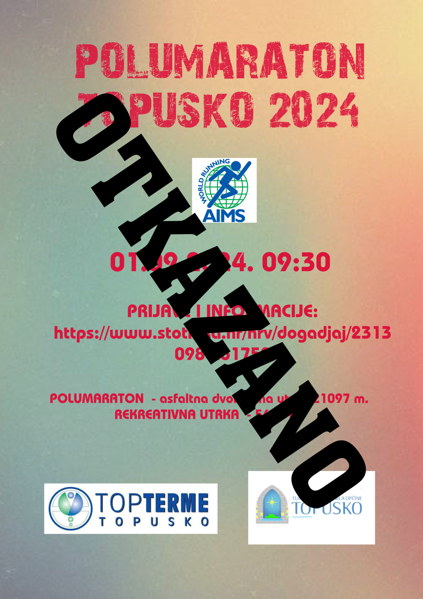 OTKAZAN POLUMARATON TOPUSKO 2024.